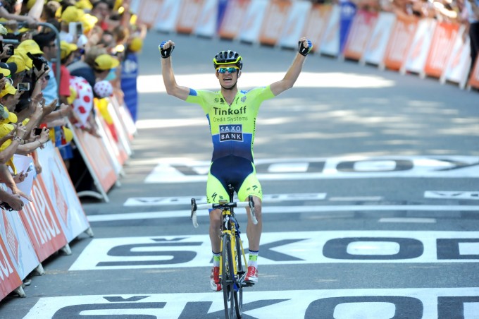 16. Etappe - Michael Rogers (Tinkoff-Saxo) aus Australien ersetzt seinen verletzt ausgeschiedenen Kapitän Alberto Contador gleichwertig und holt sich mit einem furiosen Ausbruch aus der Führungsgruppe auf der längsten Etappe (237,5km) in Bagnères-de-Luchon seinen ersten Tour-Etappensieg. (Foto: Sirotti)