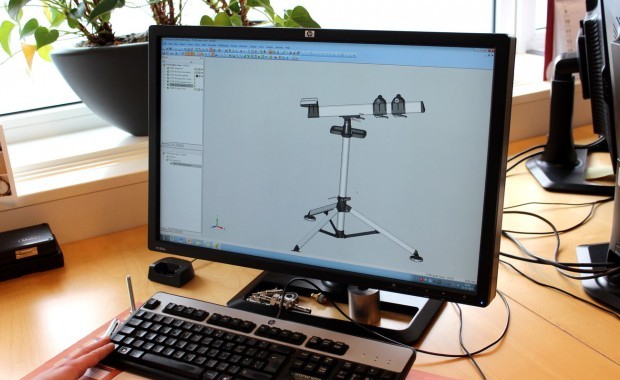 Jedes Produkt entsteht aus einer Zeichnung. Hier ist der neue Montageständer Spider Pro aus dem Hause Tacx zu sehen.