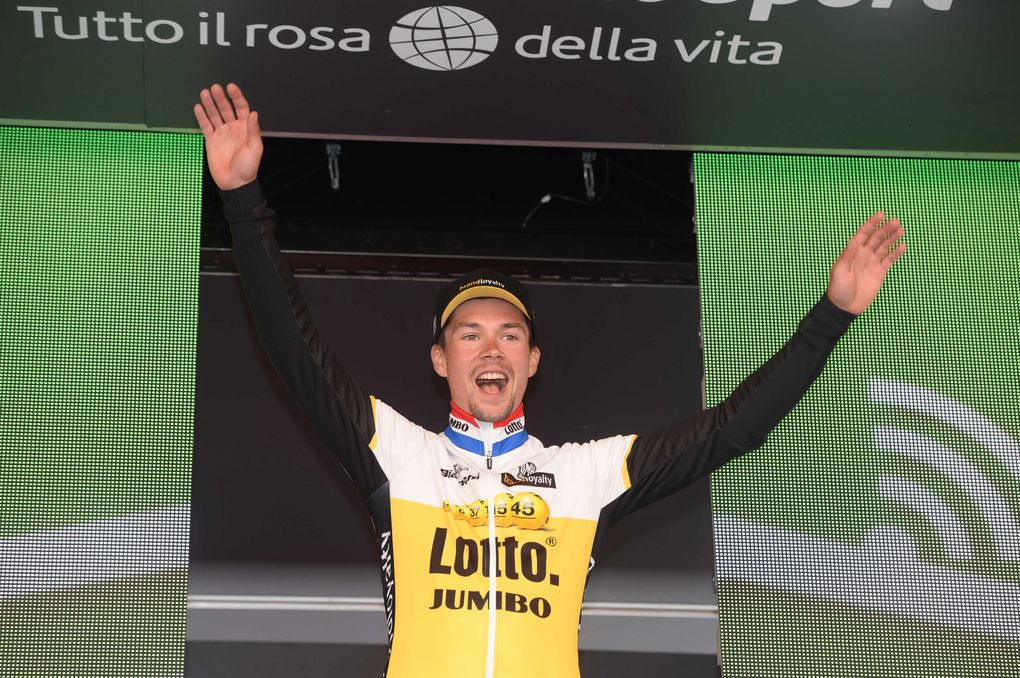 Primoz Roglic, der ehemalige slowenische Skispringer sorgte bei der 9. Etappe des Giros für einen Überraschungssieg. Foto: Sirotti