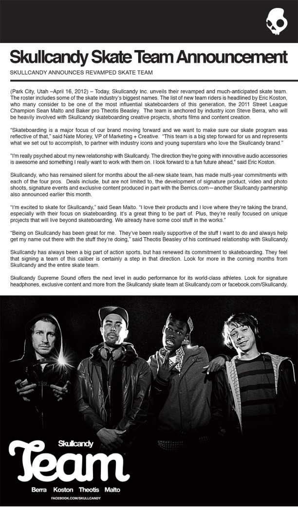 Skullcandy Press Release