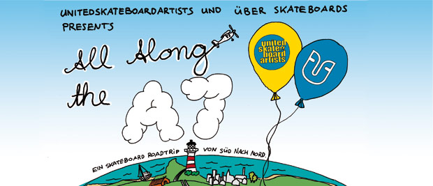 unitedskateboardartists und Über Skateboards All along the A7 Tour