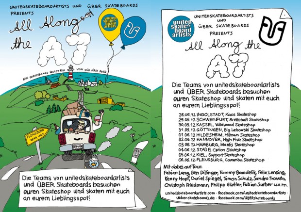 unitedskateboardartists und ÜBER Skateobards All along the A7 Tour