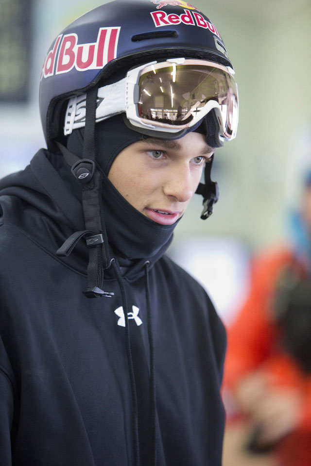 Nick Goepper gets ready at the Red Bull Snow Performance Camp, in Wanaka, New Zealand on August 20th, 2012 // Vaughan Brookfield/Red Bull Content Pool // P-20120820-00187 // Usage for editorial use only // Please go to www.redbullcontentpool.com for further information. //