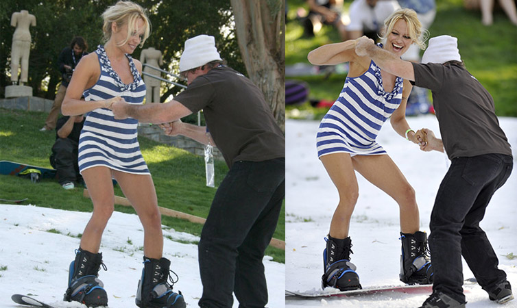 Pamela Anderson Snowboarding fin