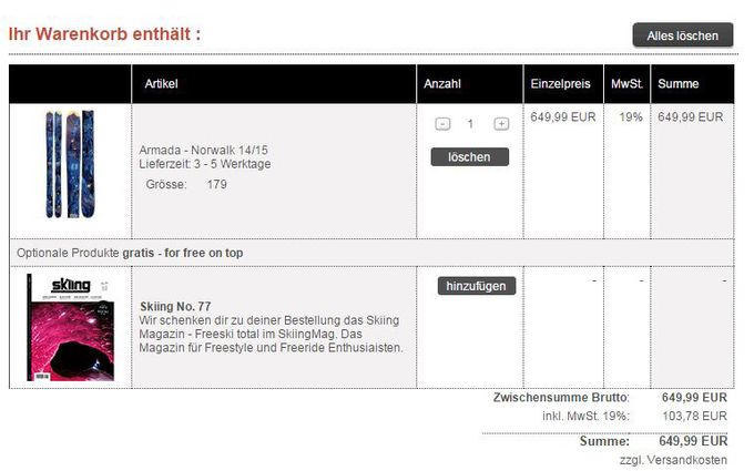 Hold dir die neu skiing gratis beim Sport Bittl!