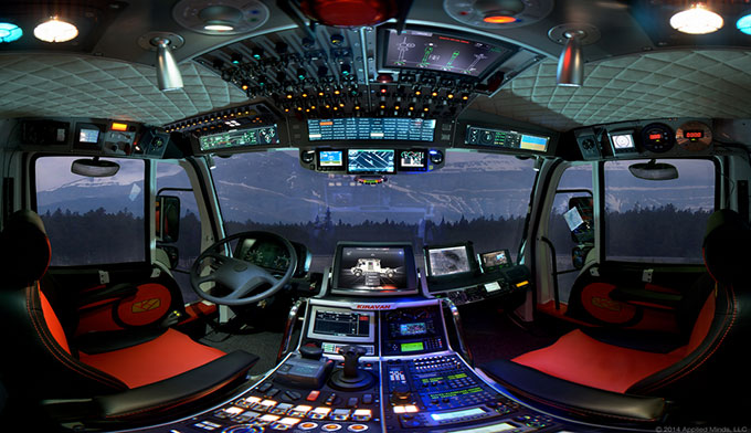 Die Fahrerkabine hat wahrlich nichts mehr mit einem gewöhnlichen Auto zu tun. Ein Science-Fiction-Raumschiff-Cockpit wäre da eher die bessere Bezeichnung. Einem Laien könnte das Cockpit möglicherweise Probleme bereiten.