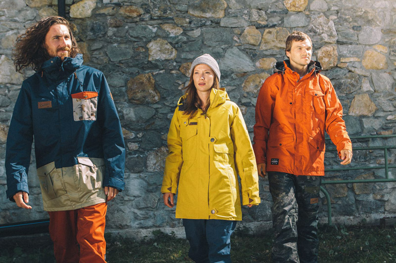 DaKine, left to right: Rampart jacket - 10,000mm/10,000g - £175 | Miner pants - 10,000mm/10,000g - £150 | Linnton jacket – 2L Gore-Tex - £380 | Parkrose pants - 10,000mm/10,000g - £170 | Intruder jacket - 10,000mm/10,000g - £210 | Belleville pants - 10,000mm/10,000g - £170