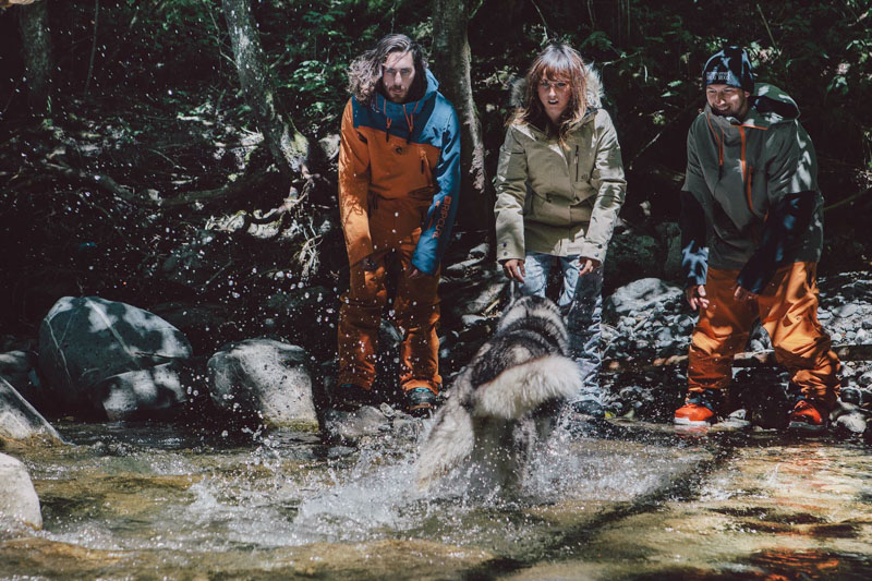 Rip Curl, left to right: Ultimate Gum Search suit - 20,000mm/40,000g - £560 | Spectrum jacket - 10,000mm/10,000g - £190, Slinky Gum pants - 10,000mm/10,000g - £130 | VDLR Ultimate Gum Search jacket - 20,000mm/40,000g - £280 | Ultimate Gum Search pants - 20,000mm/40,000g - £220