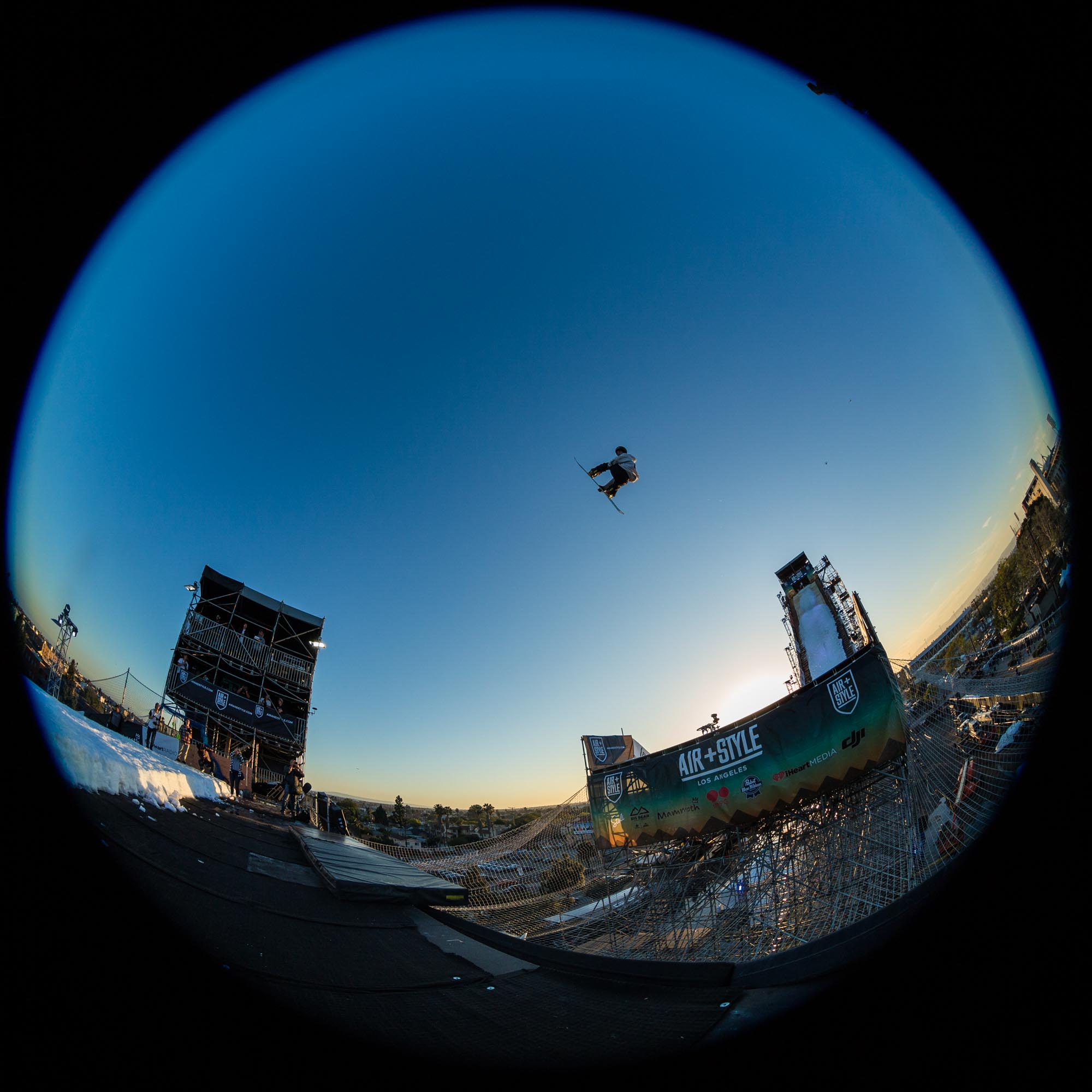 Mathias Weissenbacher competes at Air + Style, held at EXPO Park at the Coliseum in Los Angeles, CA, USA on 20 February, 2016.