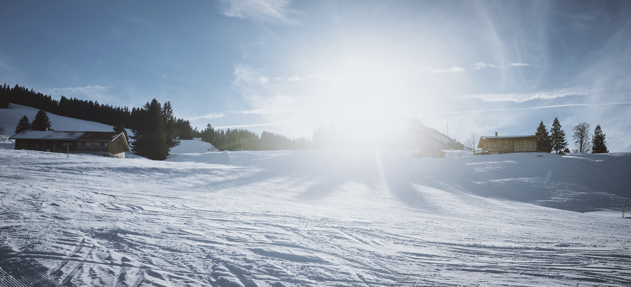 winter landscape in the bright sunlight