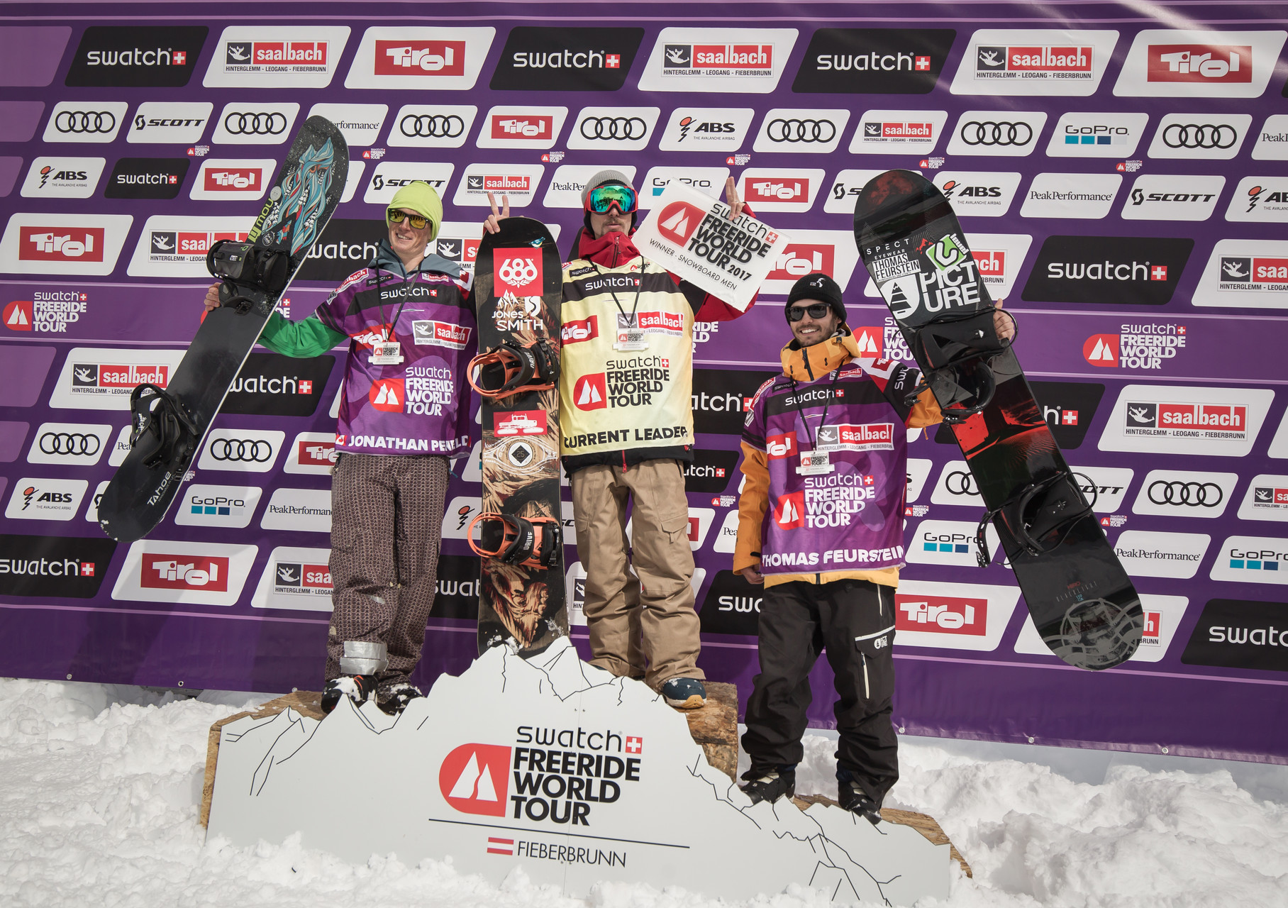 Podium der Männer: 1. Sammy Luebke (USA) 2. Jonathan Penfield (USA) 3. Thomas Feurstein (AUT) Foto: Mia Knoll