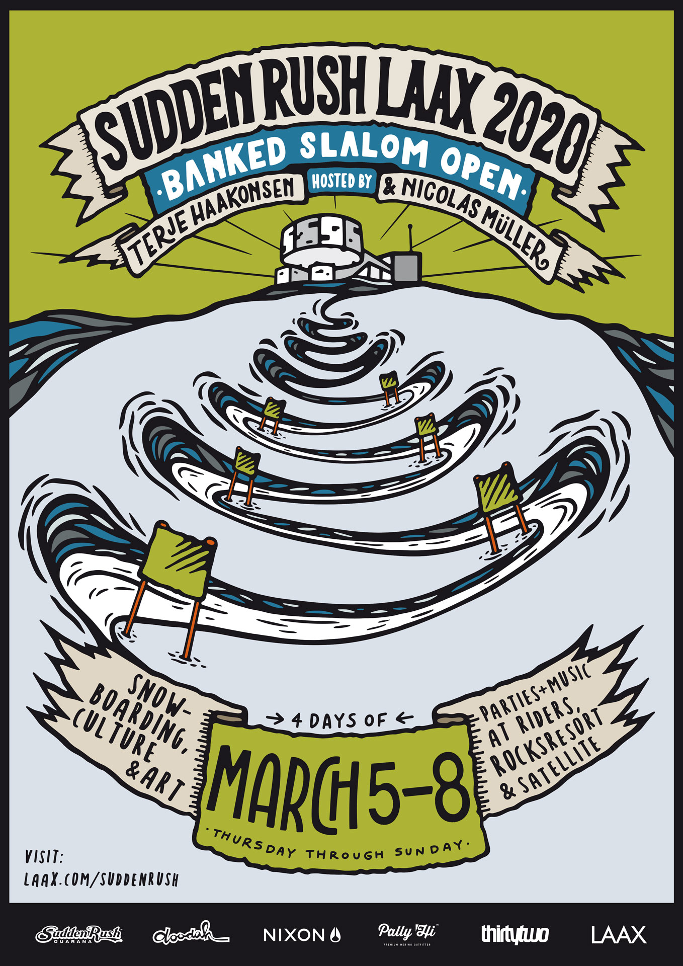 suddenrush banked slalom, laax, programm