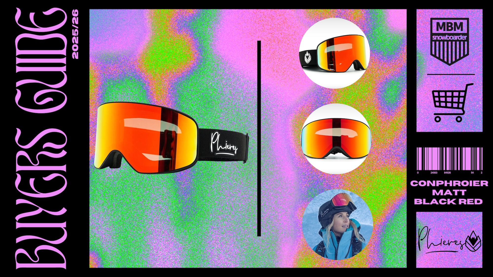 Conphroier | Matt Black Red Mirror Snowboard-Brille