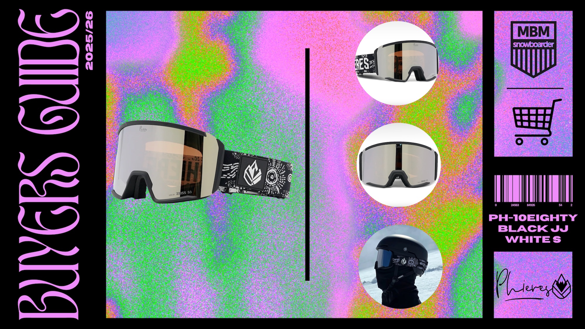 Phieres PH-10eighty | Black JJ White S3 Snowboard-Brille