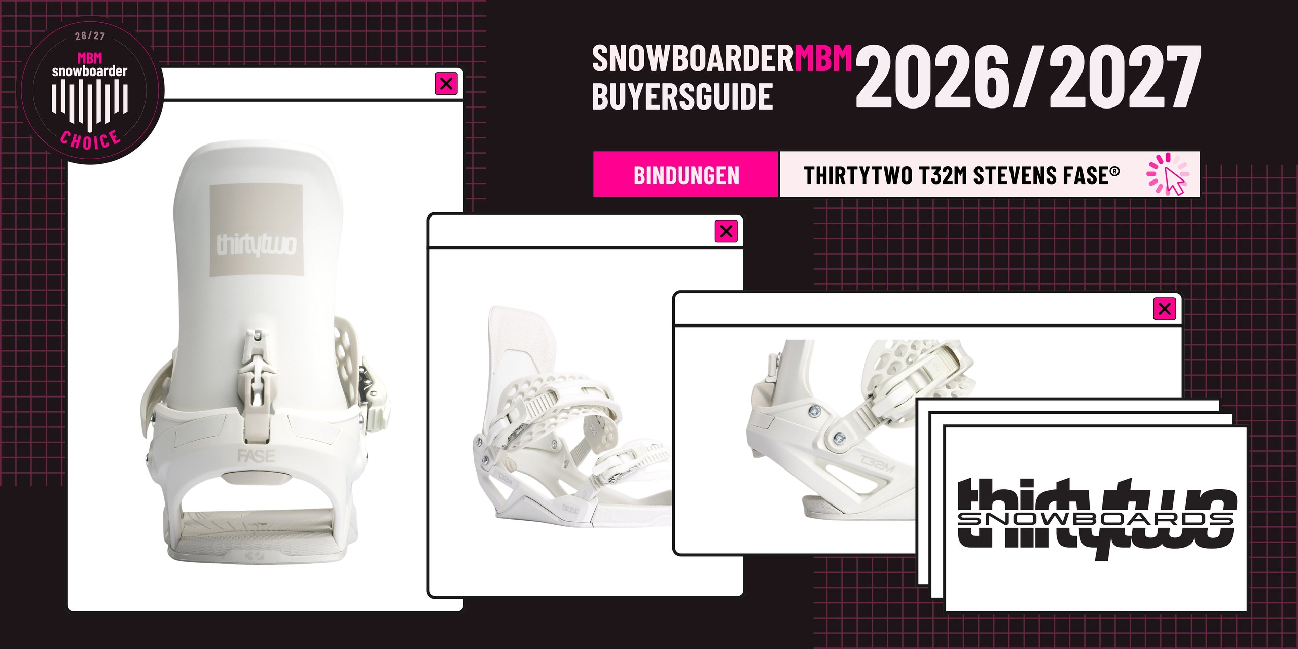 thirtytwo T32M Stevens FASE® Snowboard-Bindung 2026/2027