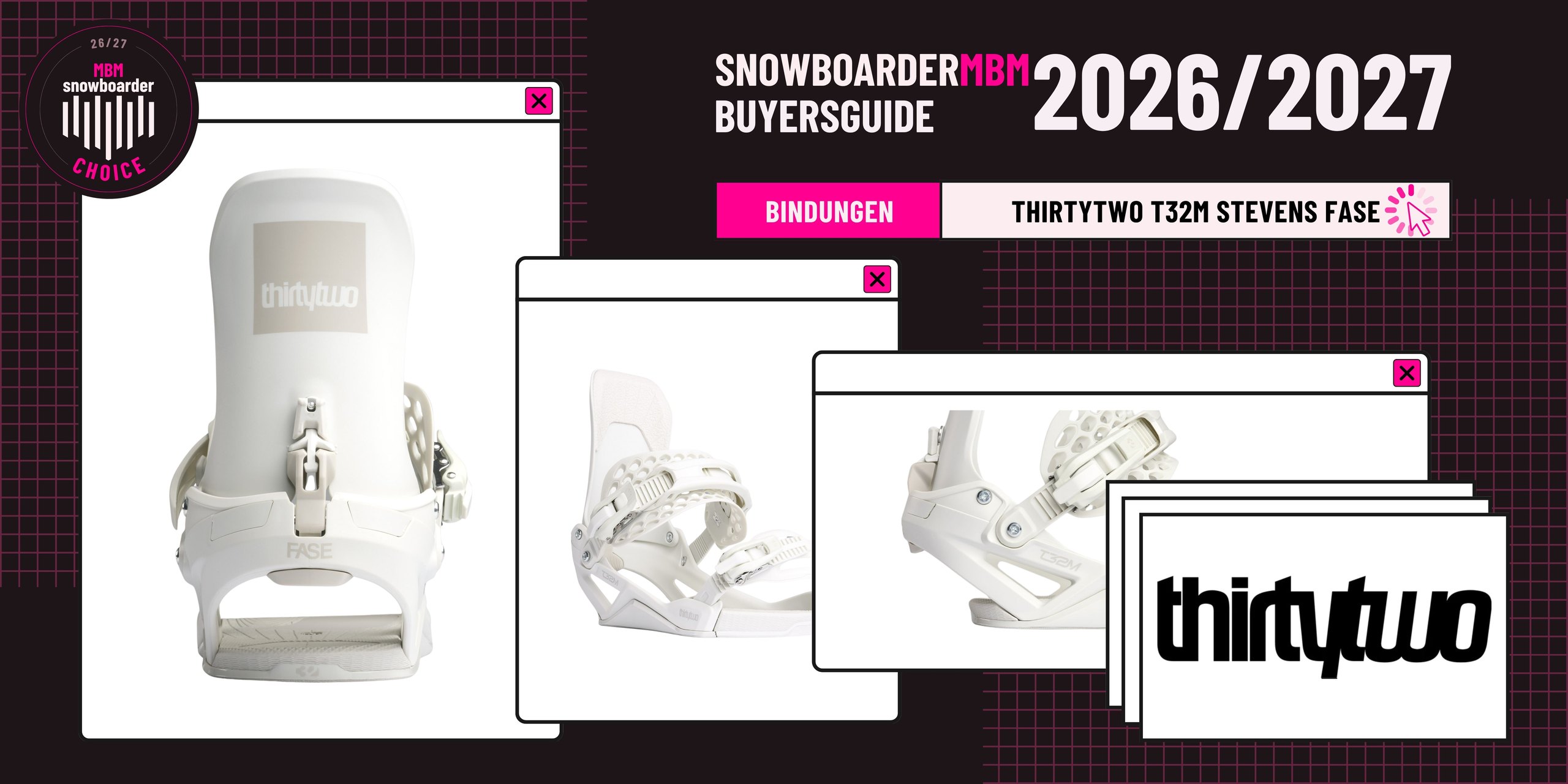 thirtytwo T32M Stevens FASE Snowboard-Bindung 2026/2027