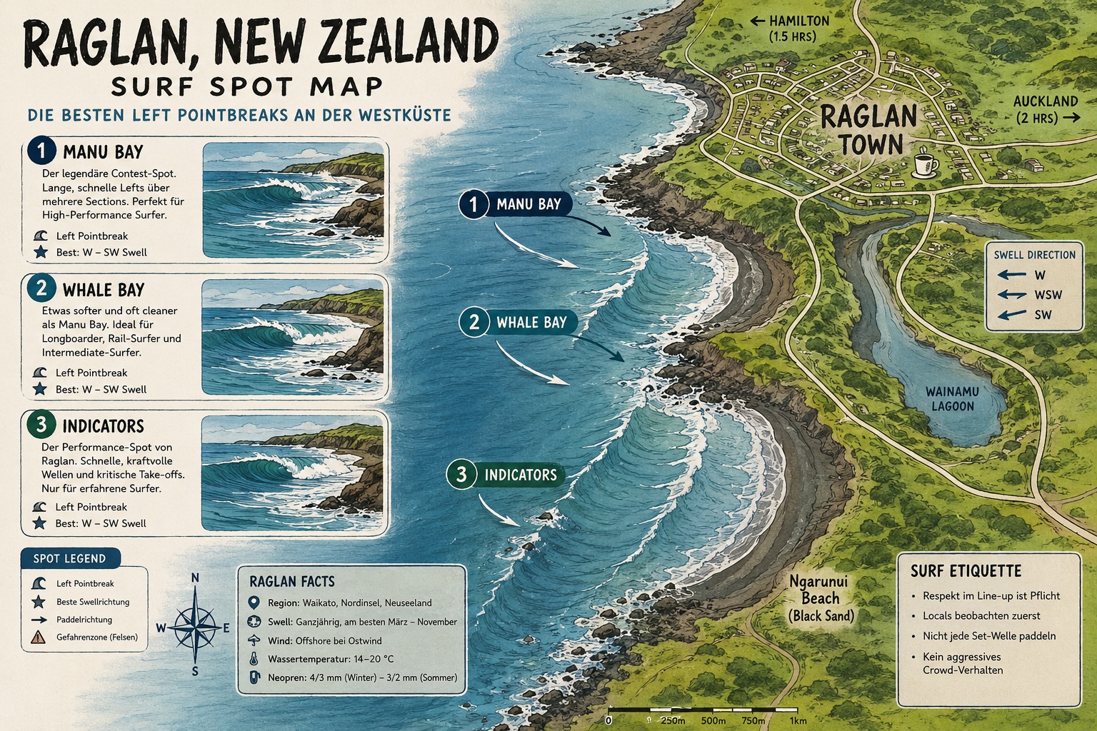 Spotguide Raglan, Neuseeland