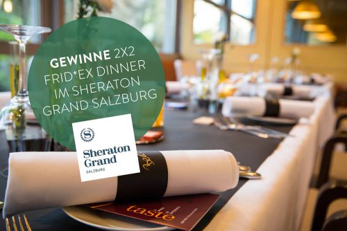 Facebook Gewinnspiel: Gewinne 2x2 FRID*EX Dinner im Sheraton Grand Salzburg