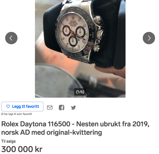 Rolex Daytona 116500 - Nesten ubrukt fra 2019, norsk AD med original-kvittering.png