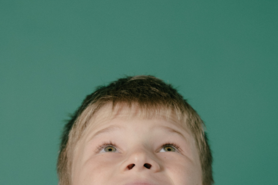 A boy looks up