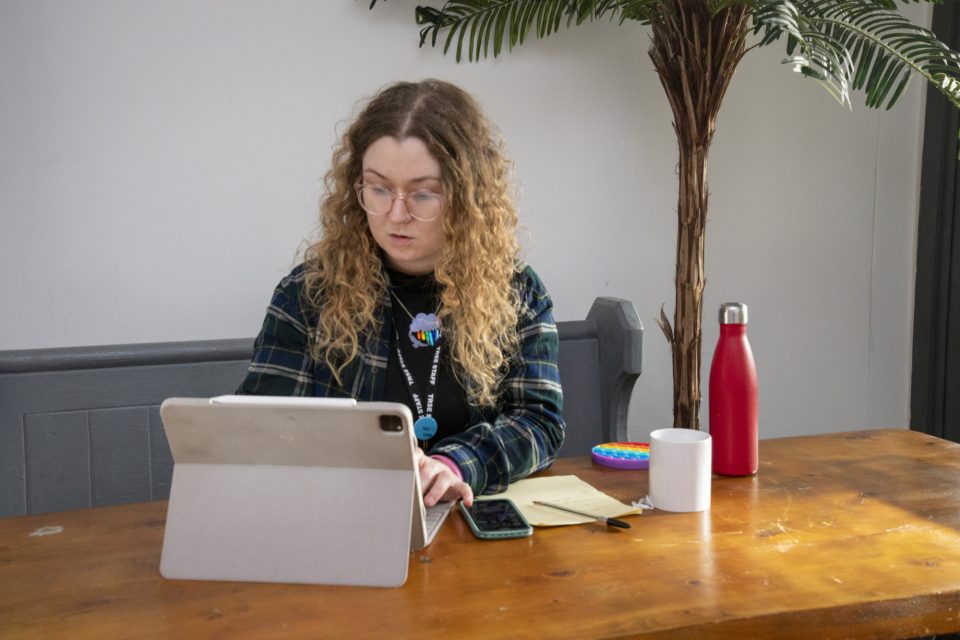 A person working from an ipad
