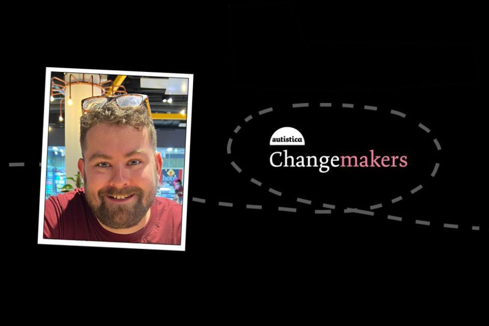 A photo of a smiling Chris with the Autistica Changemakers branding.