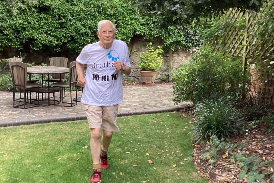 Sir Christopher runs in a garden
