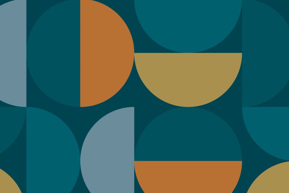 teal, silver bronze and gold semi circles