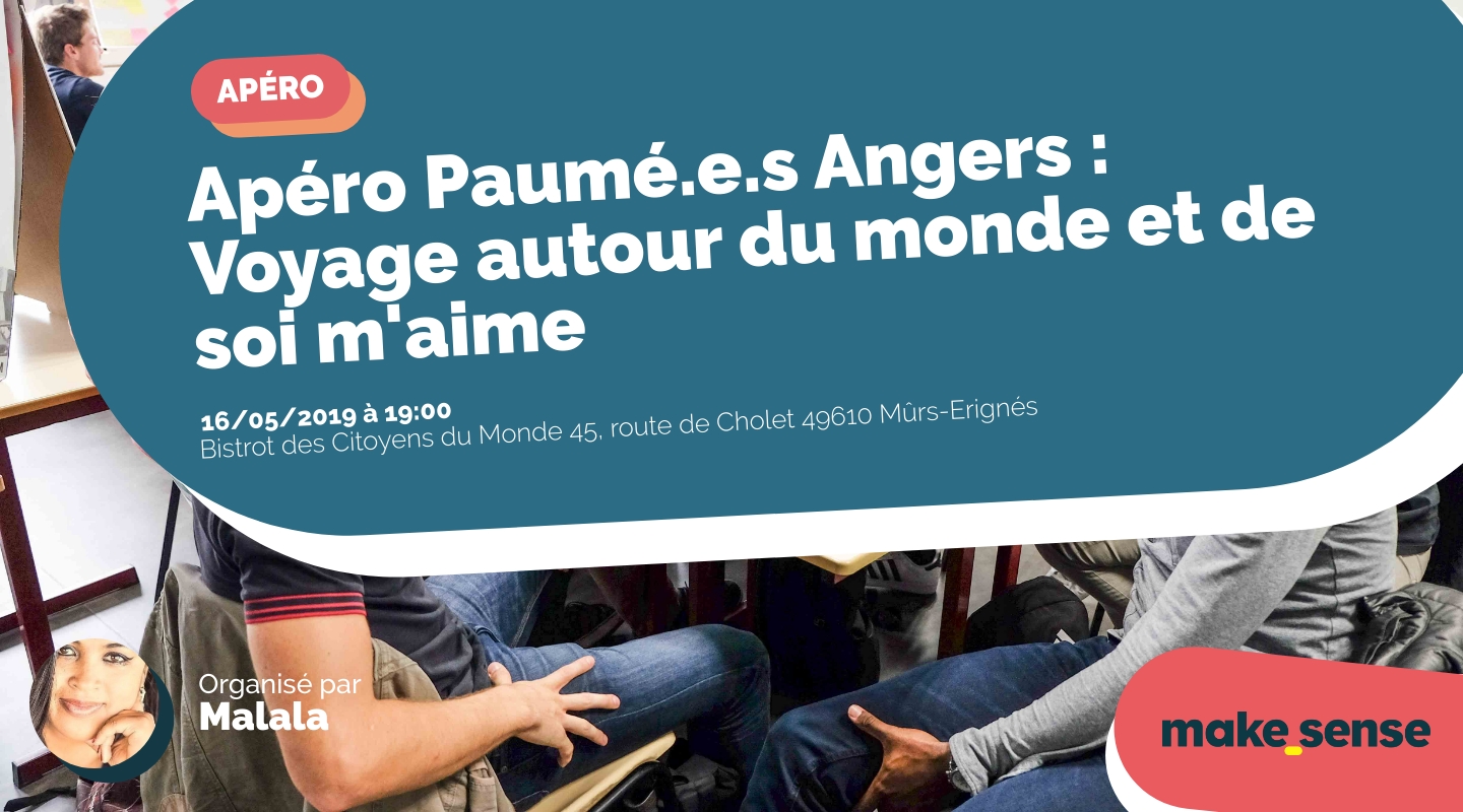 Image de l'événement : Apéro Paumé.e.s Angers : Voyage autour du monde et de soi m'aime Image de l'événement : Apéro Paumé.e.s Angers : Voyage autour du monde et de soi m'aime