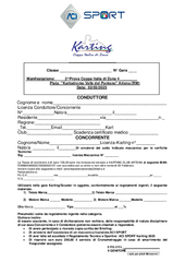 Modulo Iscrizione Gara Artena - 2 Marzo
