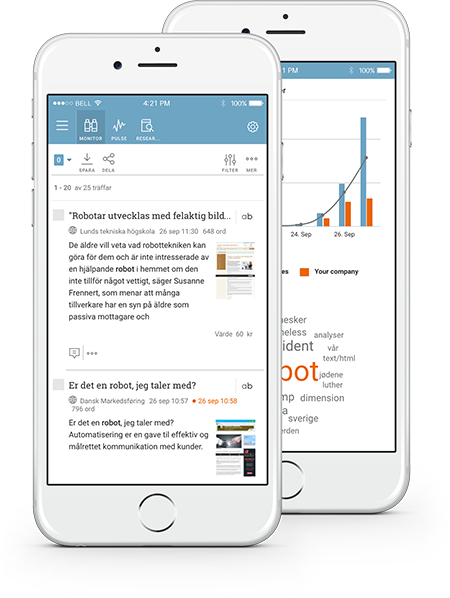 Mediebevakning i mobilapp