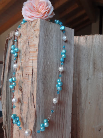 Echte Perlenkette Collier Halskette Schmuck N4 x