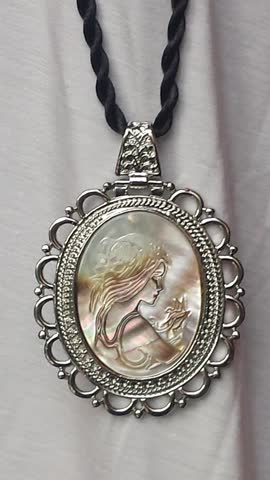 Exsila Artikel: Echter grosser Perlmutt Gemme Anhänger Silber Schmuck, x