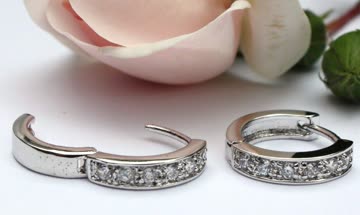 Exsila Artikel: Creolen Ohrstecker Ohrringe Zirkonia Weissgold PL,GA95W x