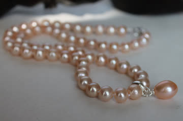 Perlenkette mit Anhänger abnehmbar 925 Silber Halskette x