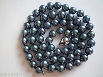 Perlenkette Halskette Collier grünlich/violett Glanz A5  x
