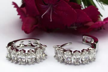 Exsila Artikel: Ohrringe Ohrstecker Creolen Zirkonia Weissgold PL GA94W x