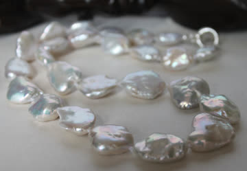 Perlenkette Collier Halskette 925 Silber barock x