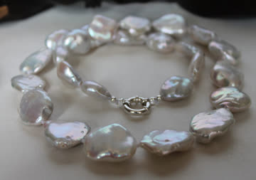 Perlenkette Collier Halskette 925 Silber barock x