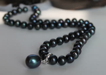 Perlenkette mit Anhänger abnehmbar 925 Silber, Halskette x