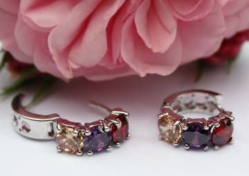 Exsila Artikel: Ohrringe Creolen Ohrstecker Zirkonia Weissgold PL GA86B x