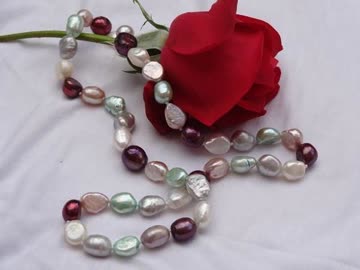 Perlenkette Halskette Collier Schmuck barock N39 x