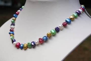 Perlenkette Halskette Collier Perlen Schmuck 42cm BR24 x