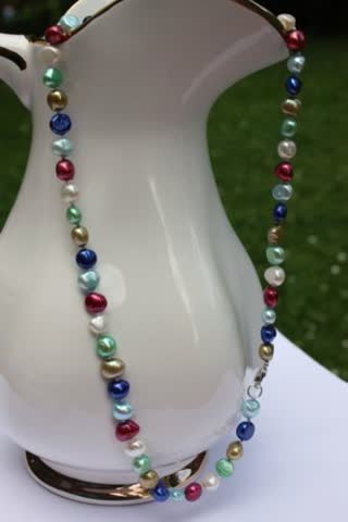 Perlenkette Halskette Collier Perlen Schmuck 42cm BR24 x