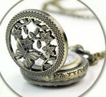 Taschen - Uhr Bronce mit Deckel + Kette