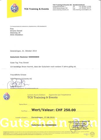 TCS Gutschein im Wert von CHF 250.-