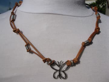 Exsila Artikel: Wunderschönes 2-tlg. Set Lederkette und -Armband nature *NEU*