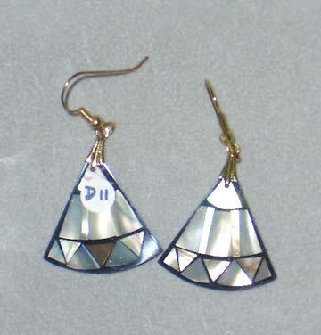 Exsila Artikel: OhrHänger (D11) Black White mit natürlichen Materialien *NEU