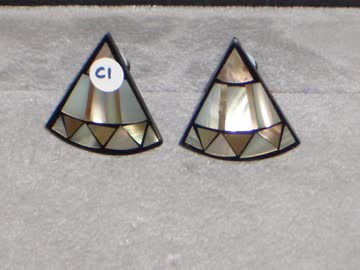 Exsila Artikel: Ohrclips halbrund (C1) Black White *NEU