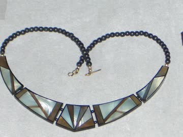 Exsila Artikel: Halskette (N3) Black White Collection mit natürlichen Materialien kombiniert*Neu